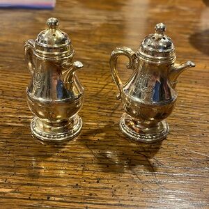 vintage Queen Anne salt shaker, set with a pepper